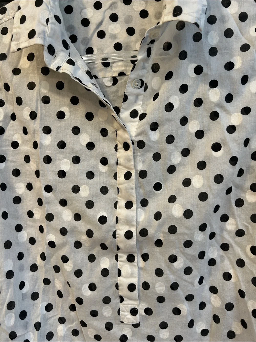 J. Crew Polka Dot Cotton Popover Shirt Medium